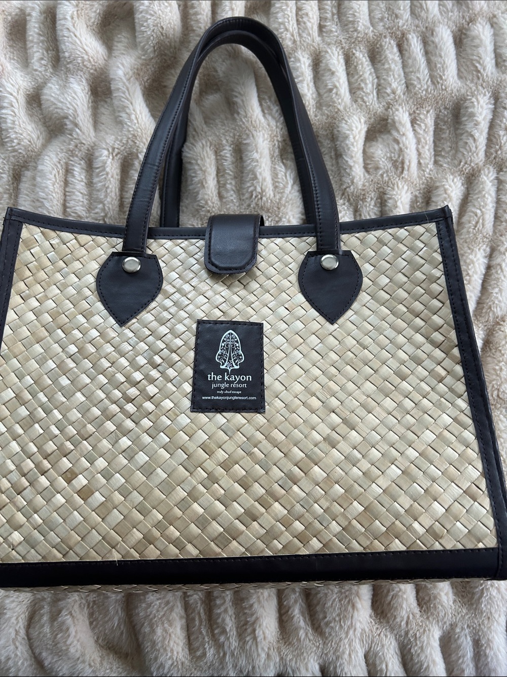 The Kayon Natural and Black Woven Tote